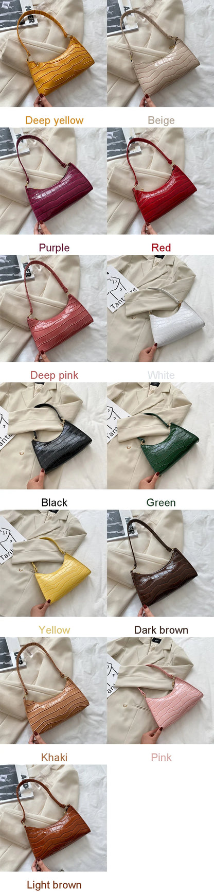 Bolso de Hombro Mujer Piel Sintética Estilo Cocodrilo