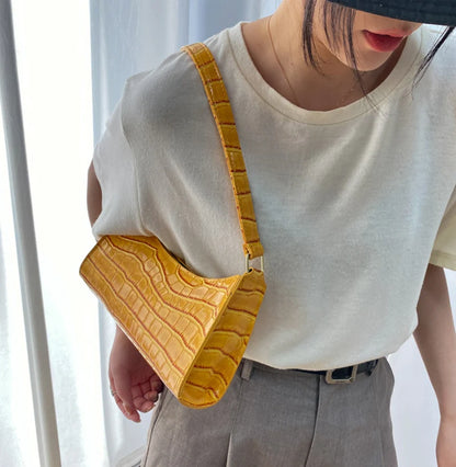 Bolso de Hombro Mujer Piel Sintética Estilo Cocodrilo