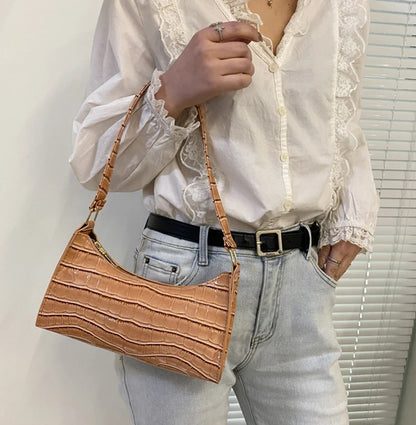 Bolso de Hombro Mujer Piel Sintética Estilo Cocodrilo