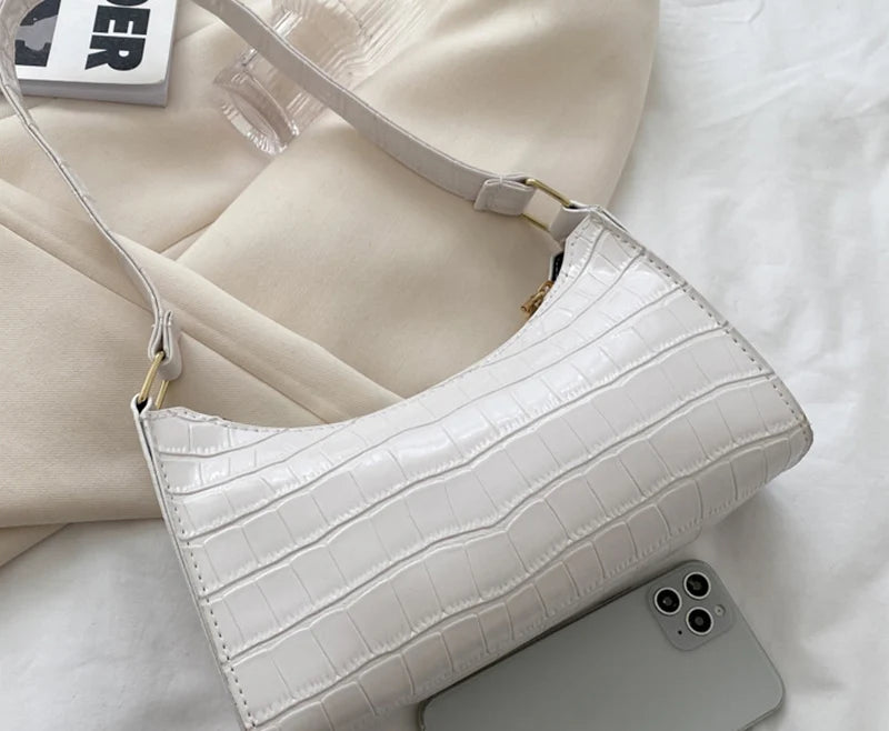 Bolso de Hombro Mujer Piel Sintética Estilo Cocodrilo
