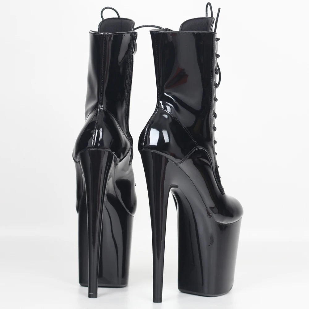 Botines de Plataforma 20 cm con Tacón Extremo – Estilo INS, Sexy para Pole Dance con Cierre Lateral - ¡Todo Chido!