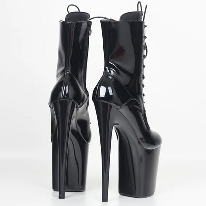 Botines de Plataforma 20 cm con Tacón Extremo – Estilo INS, Sexy para Pole Dance con Cierre Lateral - ¡Todo Chido!