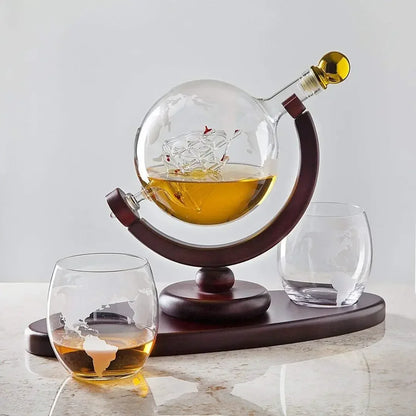 Botella de Cristal para Licor en forma de Mundo