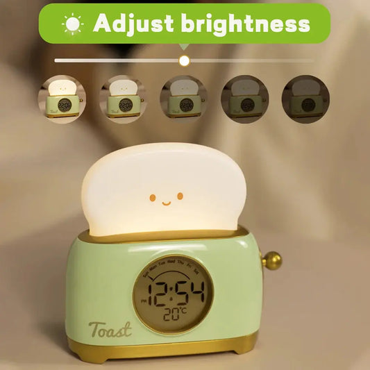 Reloj Despertador Tostadora con Luz Nocturna LED – Entrenador de Sueño y Pantalla de Temperatura ¡Todo Chido!
