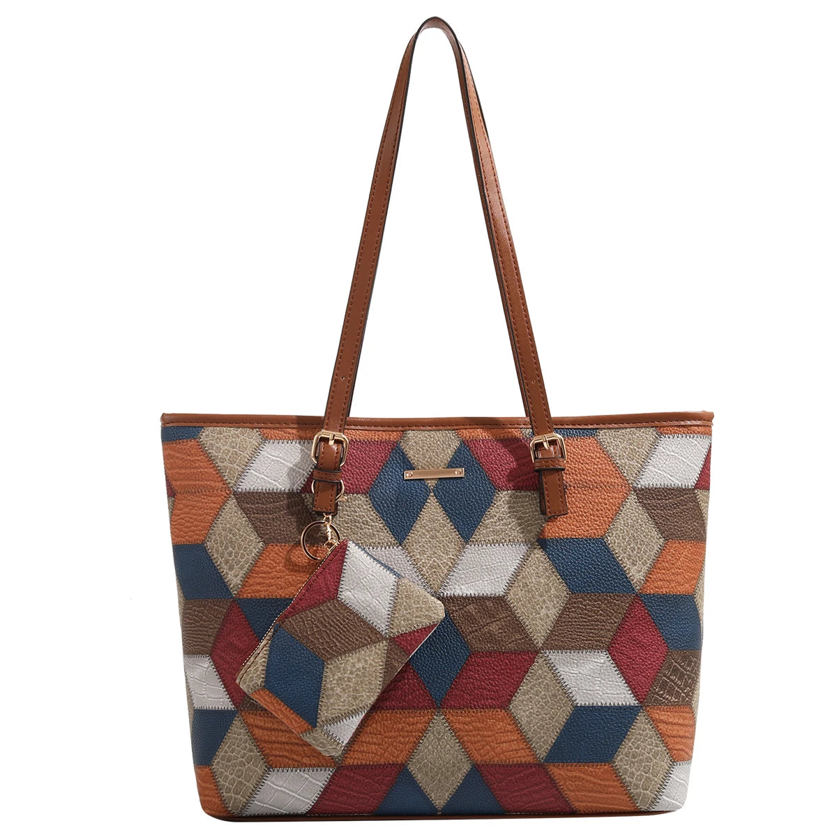 Bolso de Mano y Hombro Mujer elegante con patrón cruzado