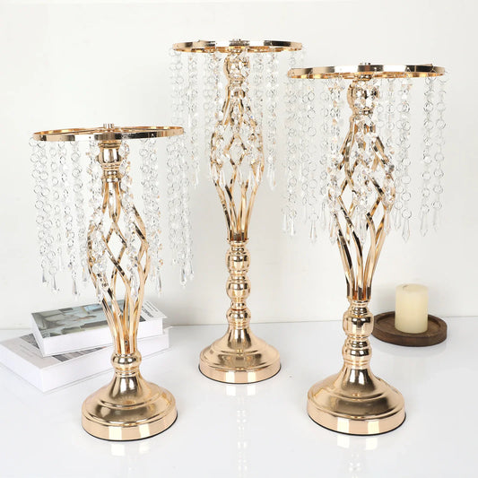 Wedding Decoration Props Iron Art Candle Holder Cable Knit Ornament Flower Rack Dining Table Decor Cross-Border Electroplated Ro
