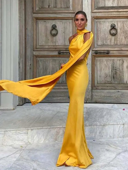 Vestido Largo Elegante sin Hombros para Mujer