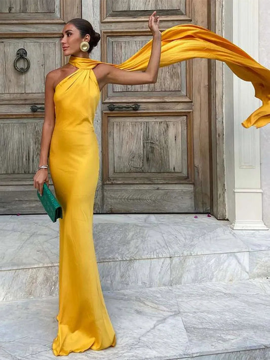 Vestido Largo Elegante sin Hombros para Mujer