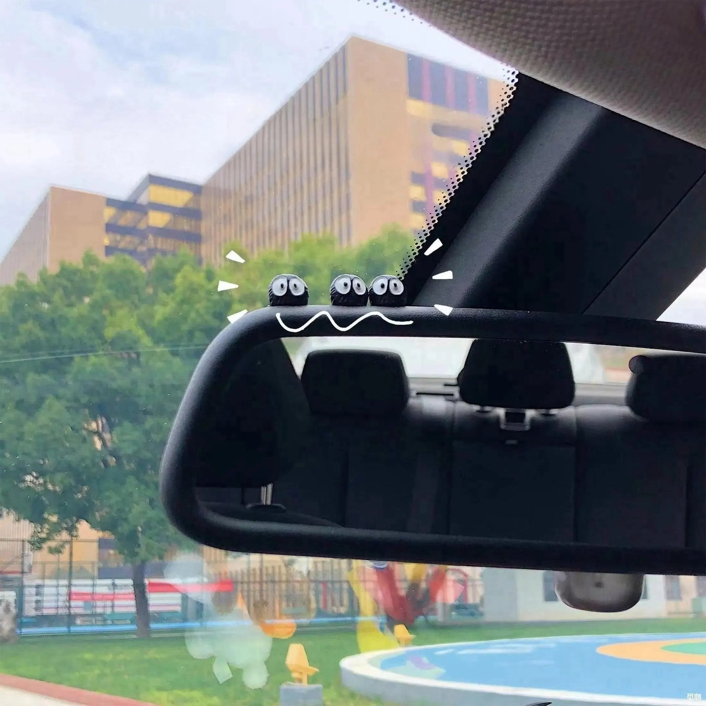 10PC Cartoon Big-Eyed Black Ball Car Interior Decorations