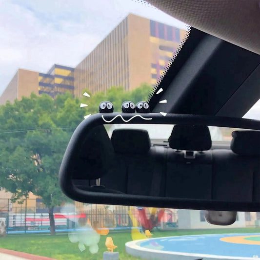 10PC Cartoon Big-Eyed Black Ball Car Interior Decorations - ¡Todo Chido!