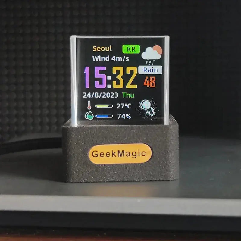 Cubo Holográfico GeekMagic – Reloj, Álbum GIF y Estación Meteorológica Inteligente de Escritorio ¡Todo Chido!