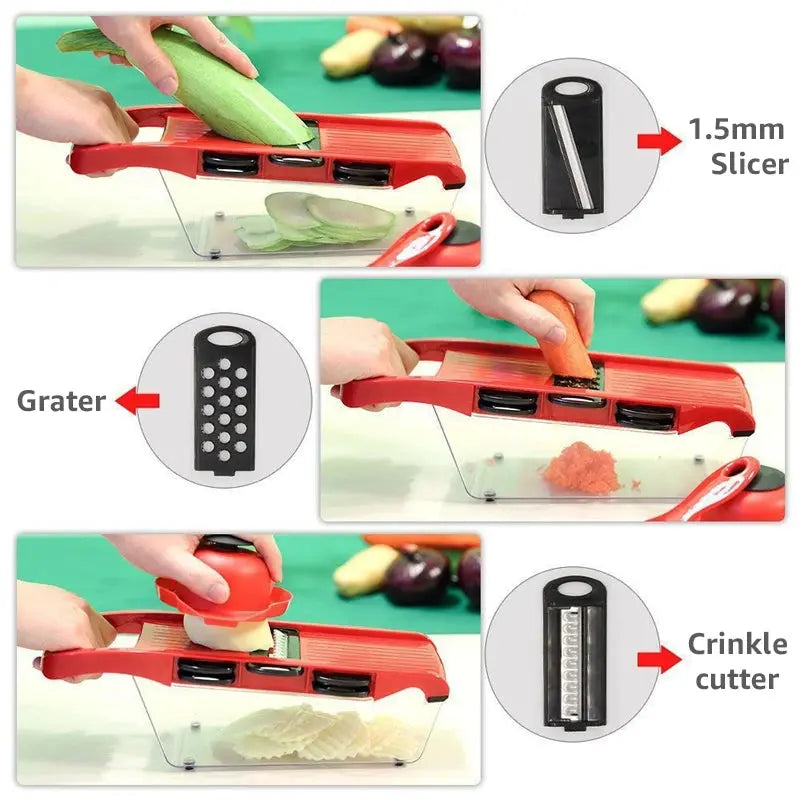 Cortador De Verduras Multifuncional Rallador Manual Para Frutas y Quesos ¡Todo Chido!