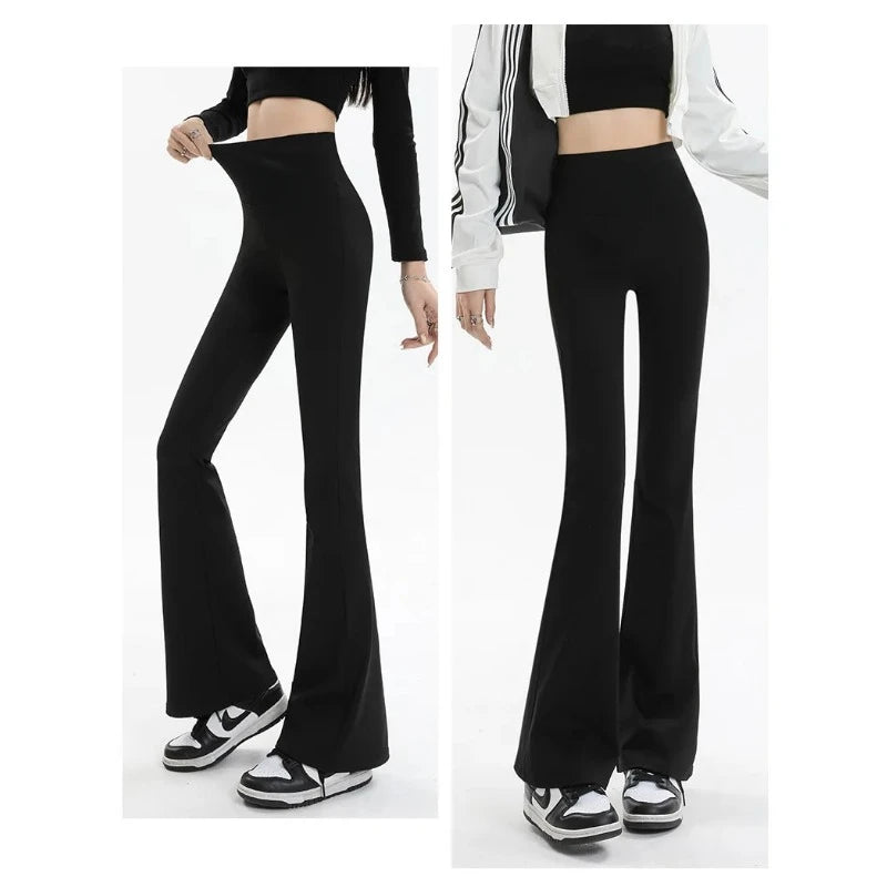 Pantalones Acampanados Mujer Leggings talle alto, sin costuras, pierna ancha, ideales para yoga, gym y uso casual.