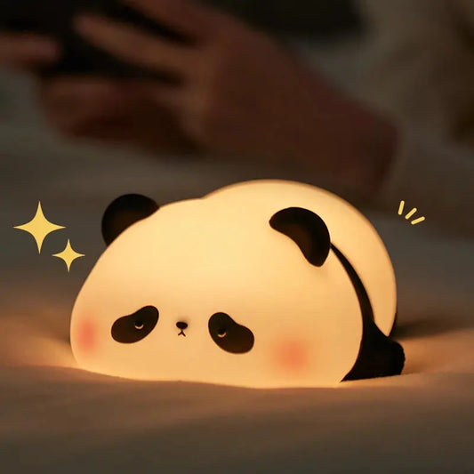 Lámpara de Noche LED de Panda – Silicona Suave, Recargable por USB y Táctil, Ideal para Niños - ¡Todo Chido!