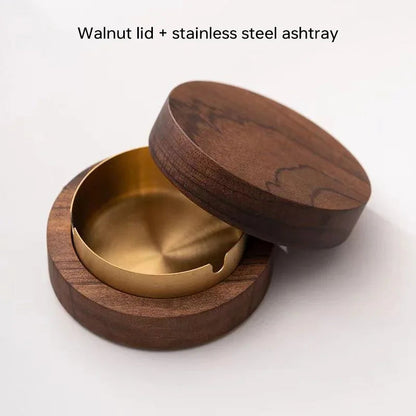 Cenicero Madera con Tapa – Acero inoxidable, oficina o casa ¡Todo Chido!
