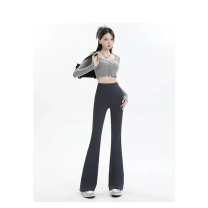 Pantalones Acampanados Mujer Leggings talle alto, sin costuras, pierna ancha, ideales para yoga, gym y uso casual.