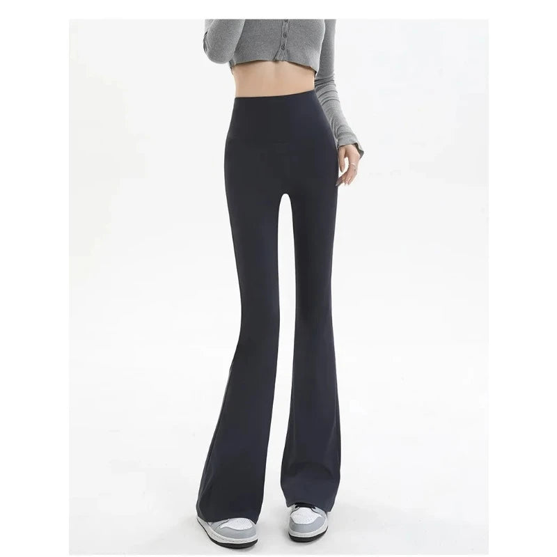 Pantalones Acampanados Mujer Leggings talle alto, sin costuras, pierna ancha, ideales para yoga, gym y uso casual.