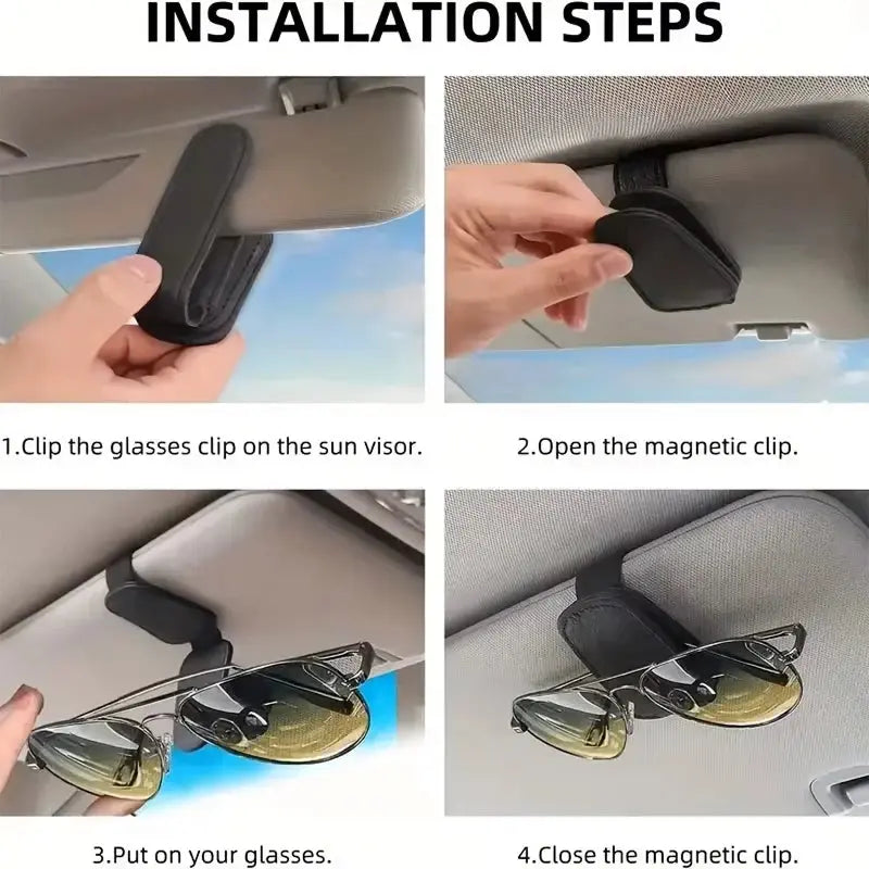 Clip Magnético para Gafas y Tickets – Soporte de Cuero para Auto ¡Todo Chido!