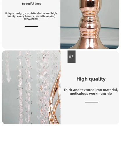 Wedding Decoration Props Iron Art Candle Holder Cable Knit Ornament Flower Rack Dining Table Decor Cross-Border Electroplated Ro