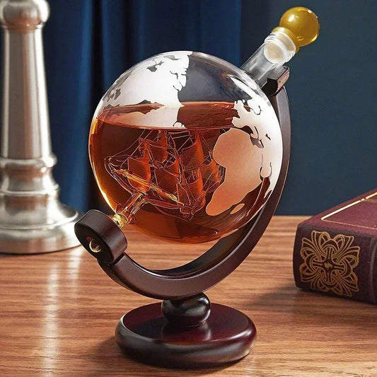 Botella de Cristal para Licor en forma de Mundo