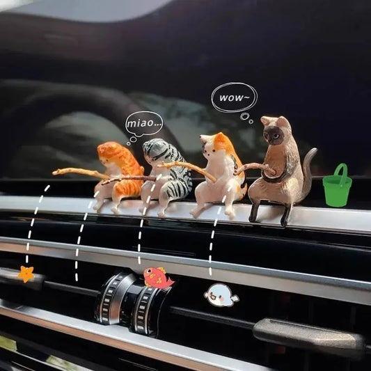 Gato Pescador Decoración Auto – Con gafas y pipa ¡Todo Chido!