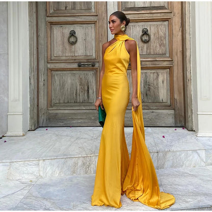 Vestido Largo Elegante sin Hombros para Mujer