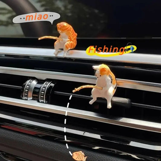 Gato Pescador Decoración Auto – Con gafas y pipa ¡Todo Chido!