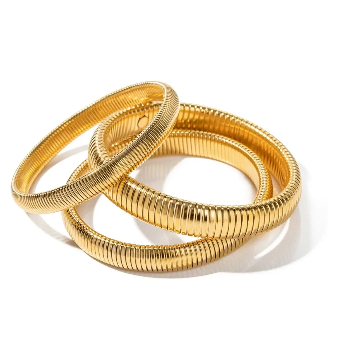 Brazalete de Acero Inoxidable Bañado en Oro 18k Tipo Serpiente