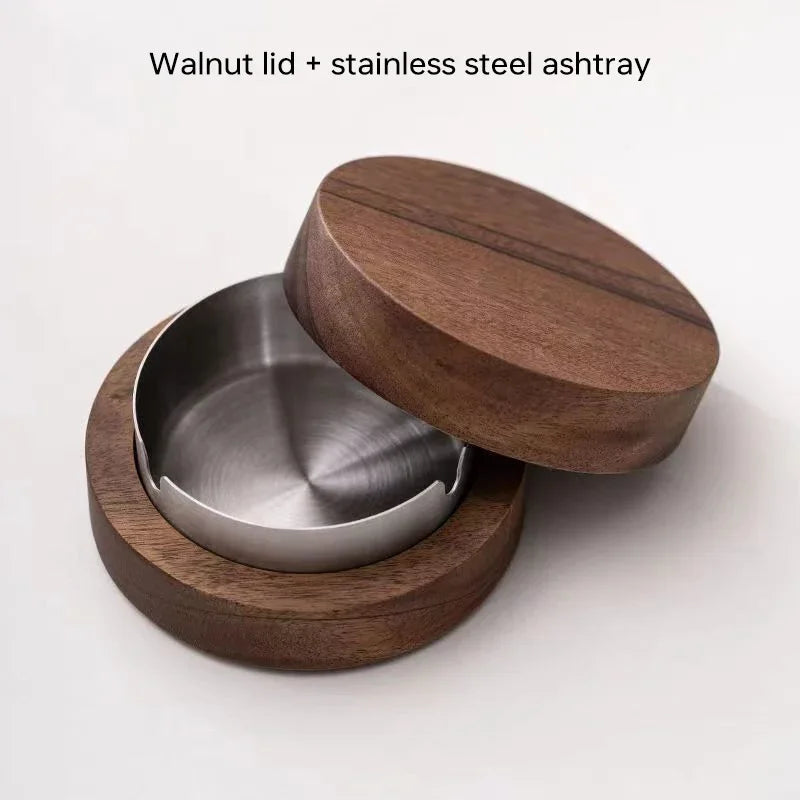 Cenicero Madera con Tapa – Acero inoxidable, oficina o casa ¡Todo Chido!