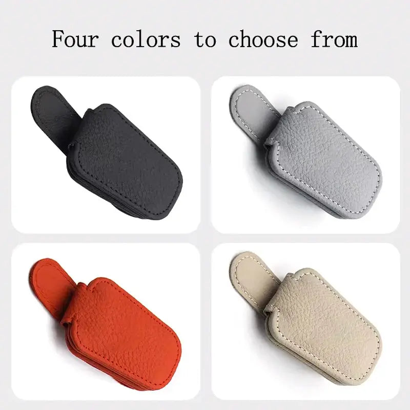 Clip Magnético para Gafas y Tickets – Soporte de Cuero para Auto ¡Todo Chido!