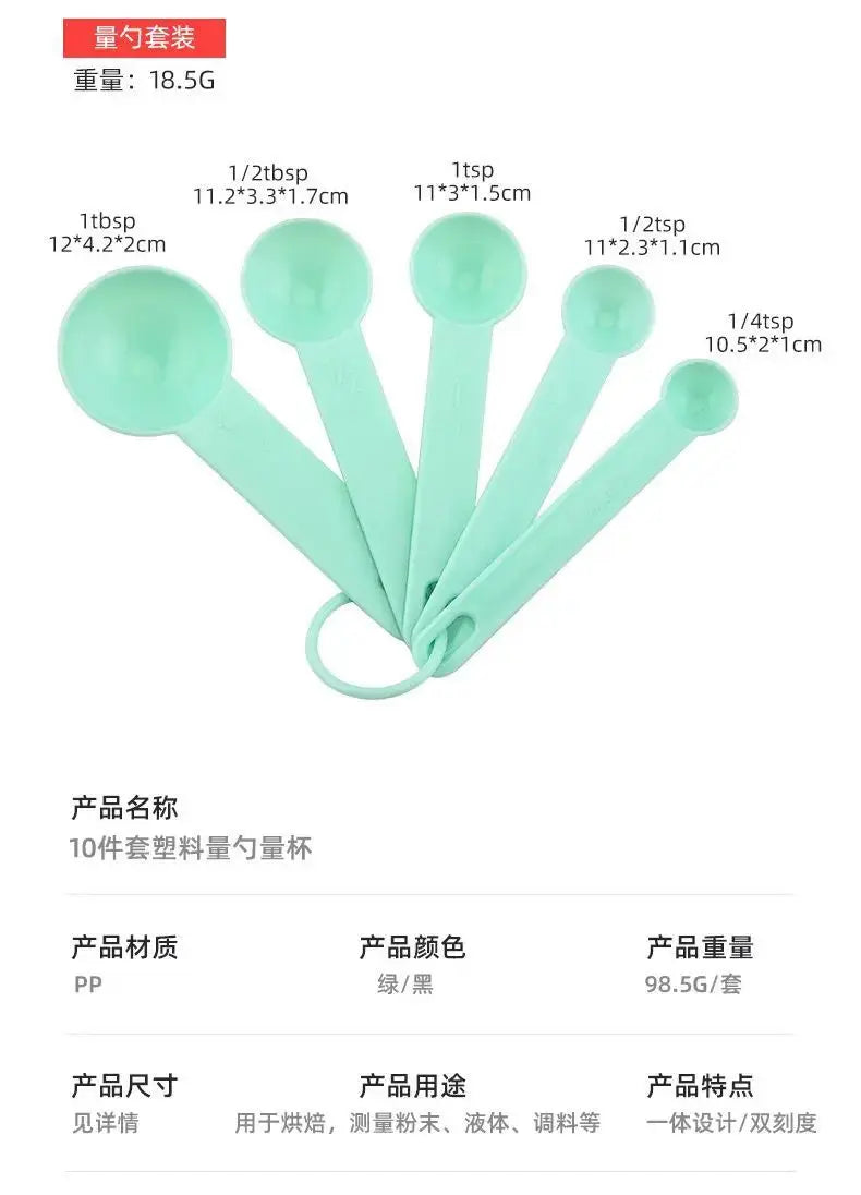 Set de 10 Tazas y Cucharas Medidoras de Plástico ¡Todo Chido!
