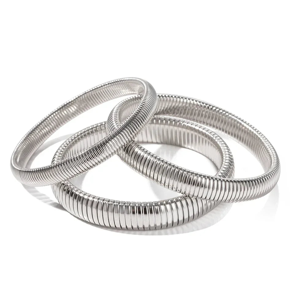 Brazalete de Acero Inoxidable Bañado en Oro 18k Tipo Serpiente