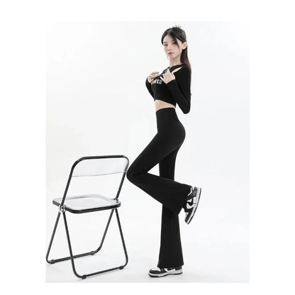 Pantalones Acampanados Mujer Leggings talle alto, sin costuras, pierna ancha, ideales para yoga, gym y uso casual.