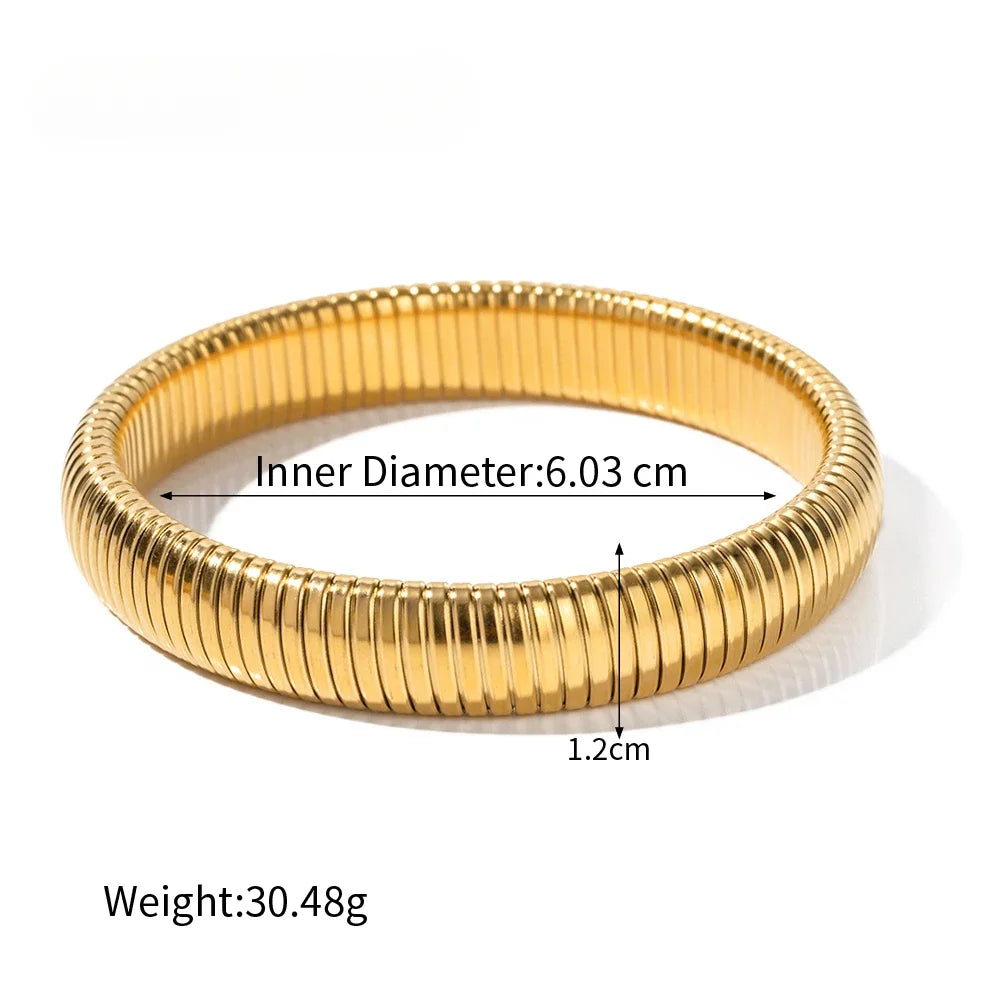 Brazalete de Acero Inoxidable Bañado en Oro 18k Tipo Serpiente
