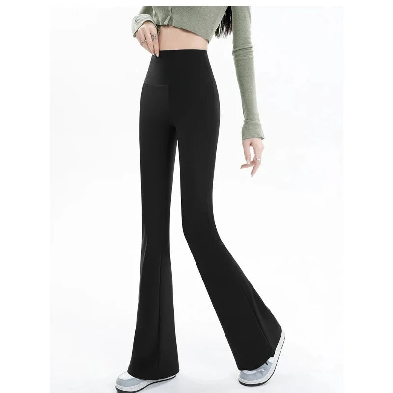Pantalones Acampanados Mujer Leggings talle alto, sin costuras, pierna ancha, ideales para yoga, gym y uso casual.