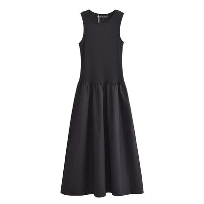 Vestido Largo Elegante TRAF 2025 Sin mangas, casual y de fiesta, ideal primavera, estilo Y2K.