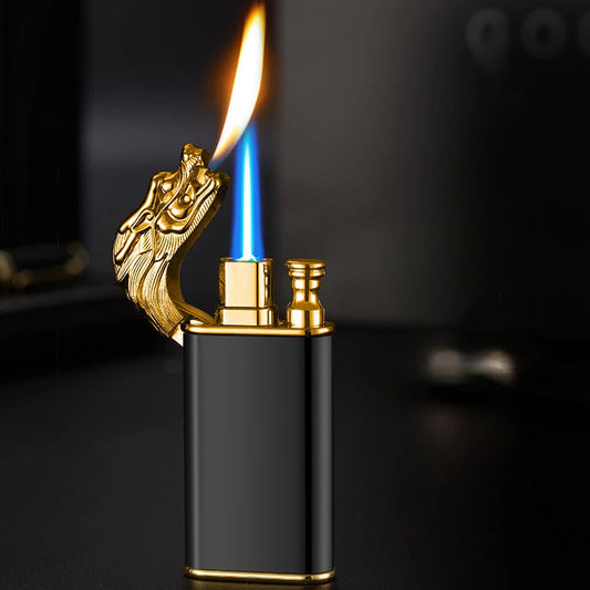 Encendedor de Gas con Doble Llama Tipo Jet — Antiviento, Recargable y Original | Ideal para Puros y Cigarrillos ¡Todo Chido!