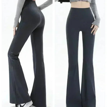 Pantalones Acampanados Mujer Leggings talle alto, sin costuras, pierna ancha, ideales para yoga, gym y uso casual.