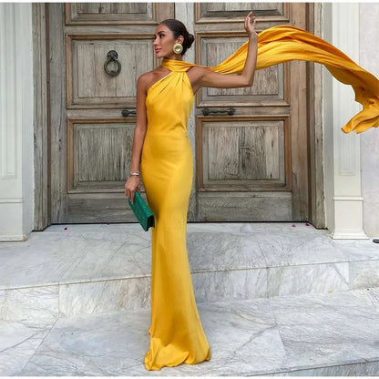 Vestido Largo Elegante sin Hombros para Mujer