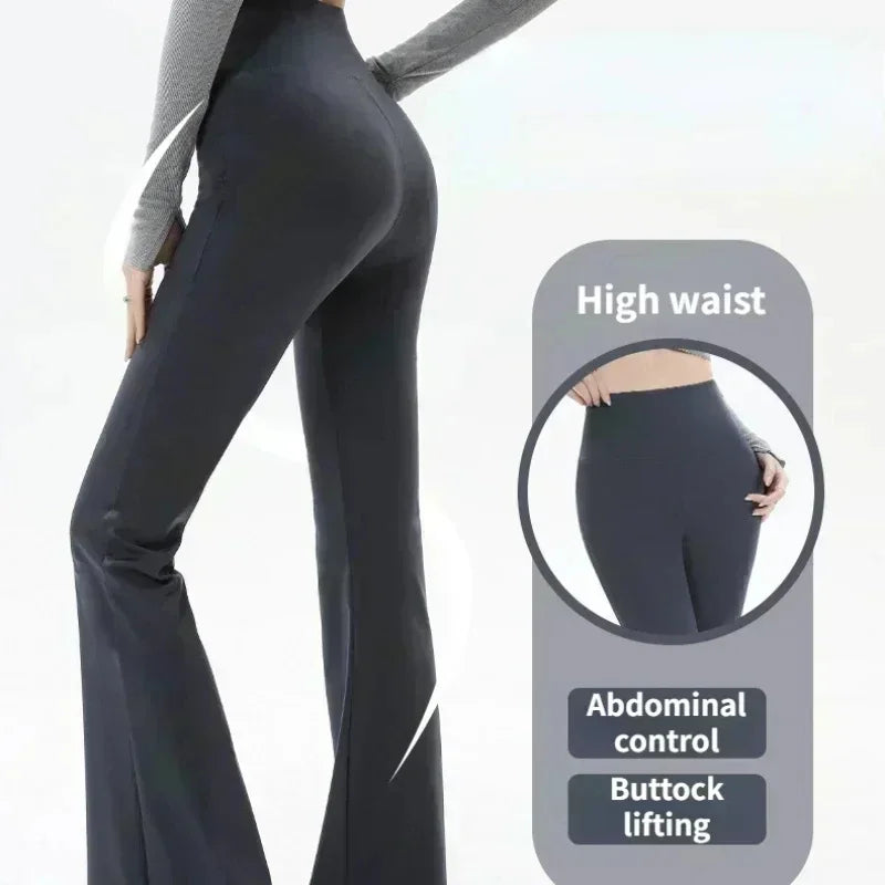 Pantalones Acampanados Mujer Leggings talle alto, sin costuras, pierna ancha, ideales para yoga, gym y uso casual.